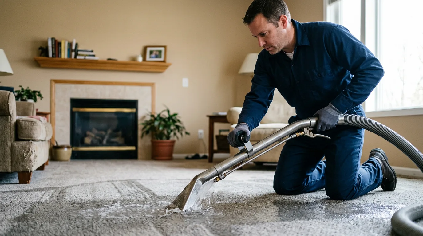Water damage restoration technician working near Camino, CA